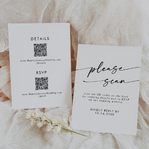 Boho Chic Black and White QR Code Details and  RSVP Card