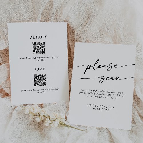 Boho Chic Black and White QR Code Details and  RSVP Card