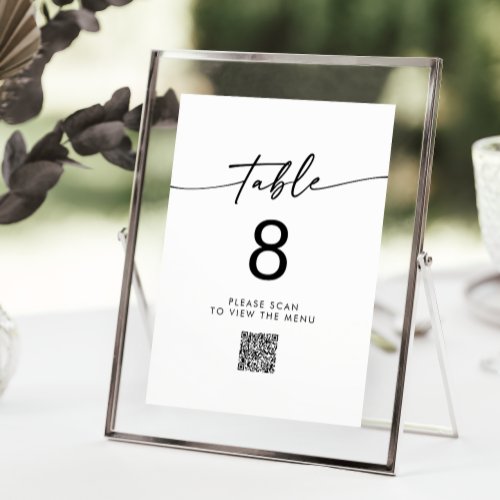 Boho Chic Black and White QR Code Table Numbers