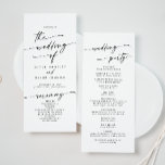 Boho Chic Black and White Tea Length Wedding Program<br><div class="desc">This boho chic black and white tea length wedding program is perfect for a minimalist wedding ceremony. The black and white modern bohemian design features simple rustic calligraphy with a unique yet classic style. Perfect for any season: spring, summer, fall autumn or winter. Personalize your wedding program with you names,...</div>