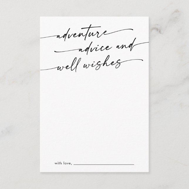 Boho Chic Black and White Wedding Adventure Advice Card (Front)