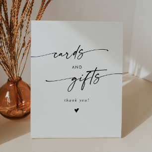 Boho Chic Black and White Wedding Cards and Gifts Pedestal Sign