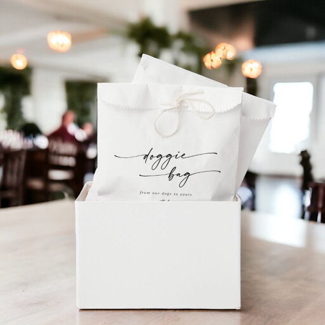 Boho Chic Black and White Wedding Dog Treat Favor Bag (Creator Uploaded)
