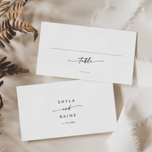 Boho Chic Black and White Wedding Flat Place Card