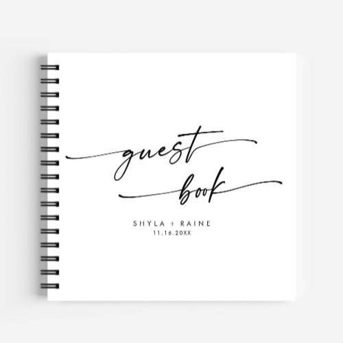 Boho Chic Black and White Wedding Guest Book