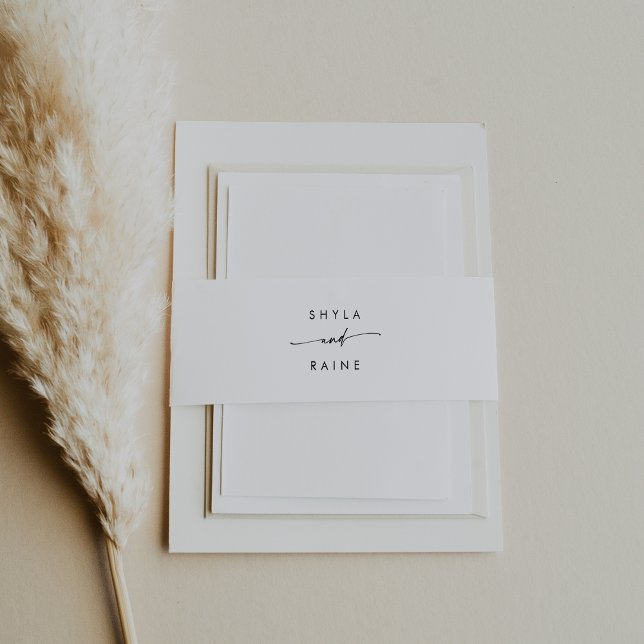 Boho Chic Black and White Wedding Invitation Belly Band (Creator Uploaded)