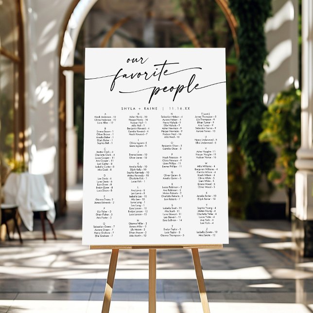 Boho Chic Black and White Wedding Seating Chart Foam Board (Creator Uploaded)