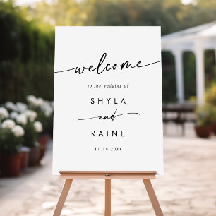 Boho Chic Black and White Wedding Welcome Sign