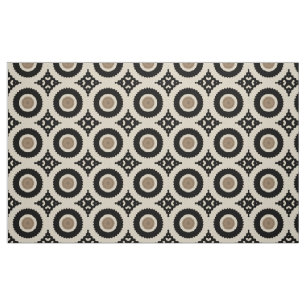 Boho Chic Black & Beige Geometric Pattern Fabric