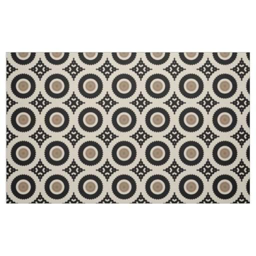 Boho Chic Black & Beige Geometric Pattern Fabric