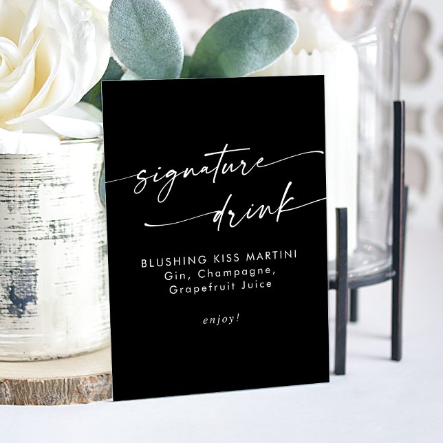 Boho Chic Black Wedding Signature Drink Acrylic Sign (Boho Chic Black Wedding Signature Drink Acrylic Sign)
