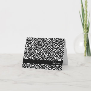 Boho Chic Black White Abstract Floral Personalized Note Card