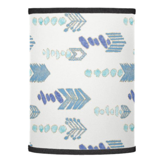 boho chic blue arrows native pattern lamp shade (Left)