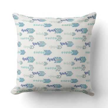 boho chic blue arrows native pattern outdoor pillow