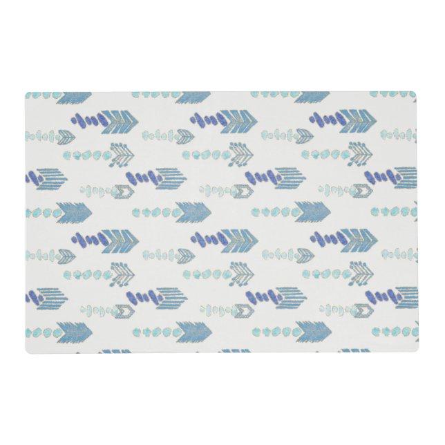 boho chic blue arrows native pattern placemat (Front)