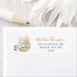 Boho Chic Blue Pumpkin Truck Return Address Label