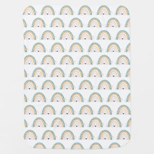 Boho Chic Blue Rainbow Pattern Baby Blanket