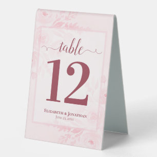 Boho Chic Blush Pink Floral Wedding Table Number Table Tent