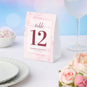 Boho Chic Blush Pink Floral Wedding Table Number Table Tent