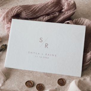 Boho Chic Blush Pink Monogram Wedding Guest Book