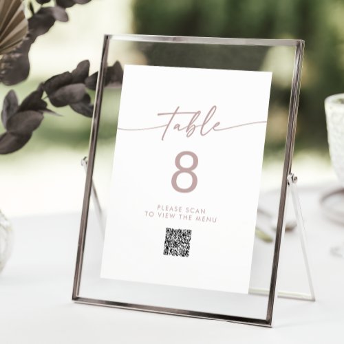 Boho Chic Blush Pink QR Code Table Numbers