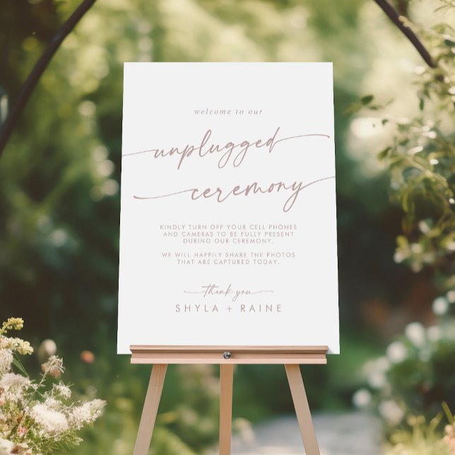 Boho Chic Blush Pink Unplugged Ceremony Sign (Creator Uploaded)