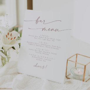 Boho Chic Blush Pink Wedding Bar Pedestal Sign