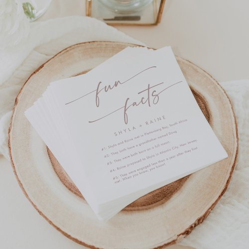 Boho Chic Blush Pink Wedding Fun Fact Napkins