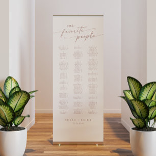 Boho Chic Blush Pink Wedding Seating Chart Retractable Banner