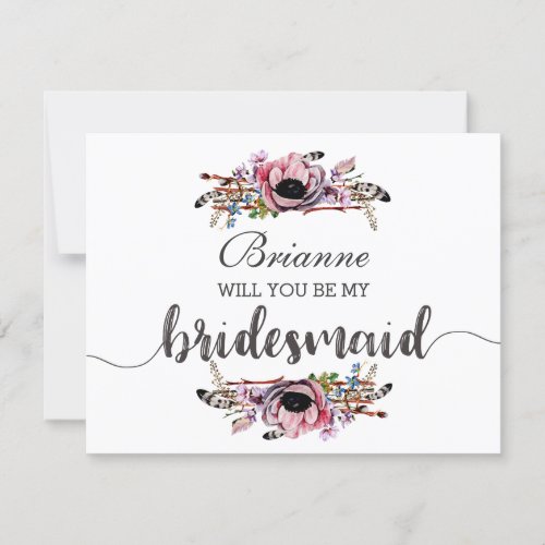 Boho Chic Blush Pink Will You Be My Bridesmaid Invitation