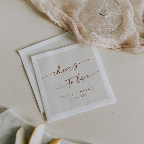 Boho Chic Bohemian Cream Cheers to Love Wedding Napkins