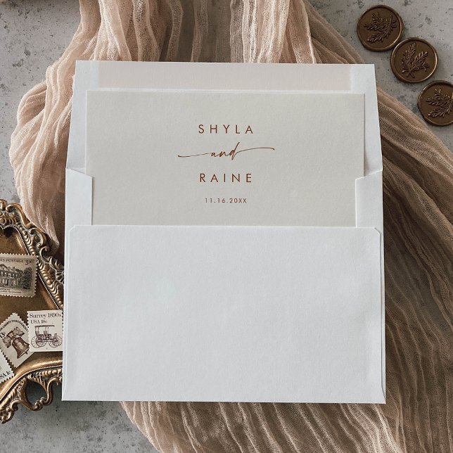 Boho Chic Bohemian Cream Couples Name Wedding Envelope Liner (Creator Uploaded)