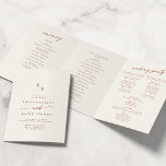 Boho Chic Bohemian Cream Monogram Wedding Tri-Fold Program<br><div class="desc">This boho chic bohemian cream monogram wedding tri-fold program is perfect for a minimalist wedding. The neutral terracotta burnt orange and cream modern bohemian design features simple rustic calligraphy with a unique yet classic style. Personalize your wedding program with your initials, names, wedding date and location, your favorite quote or...</div>