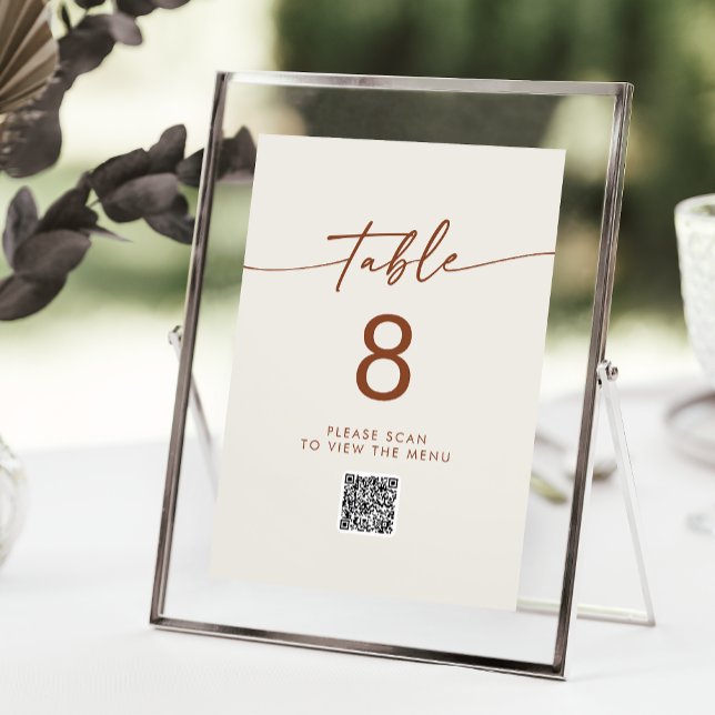 Boho Chic Bohemian Cream QR Code Table Numbers (Creator Uploaded)
