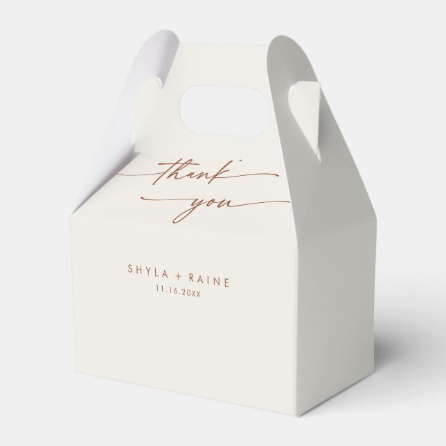 Boho Chic Bohemian Cream Thank You Wedding Favor Boxes (Front Side)