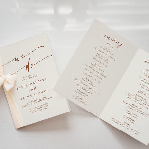 Boho Chic Bohemian Cream We Do Folded Wedding Program