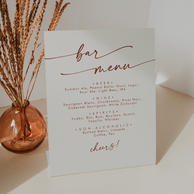 Boho Chic Bohemian Cream Wedding Bar Pedestal Sign (Creator Uploaded)