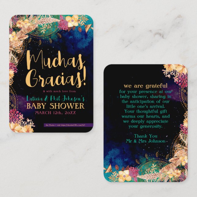 Boho Chic Bohemian Floral Feathers Thank You  Business Card (Front/Back)