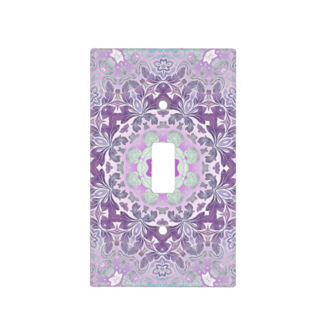 Boho chic Bohemian lilac purple mandala Light Switch Cover (Front)