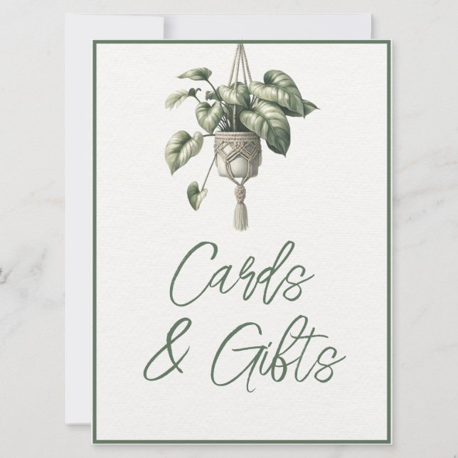 Boho Chic Botanical Greenery Cards & Gifts Sign  (Front)