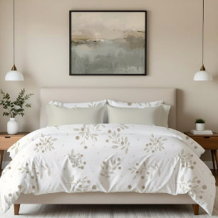 Boho Chic Botanical Leaves and Berries Pattern Duvet Cover