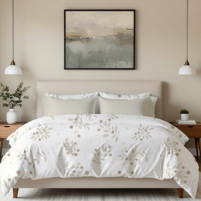 Boho Chic Botanical Leaves and Berries Pattern  Duvet Cover (Creator Uploaded)