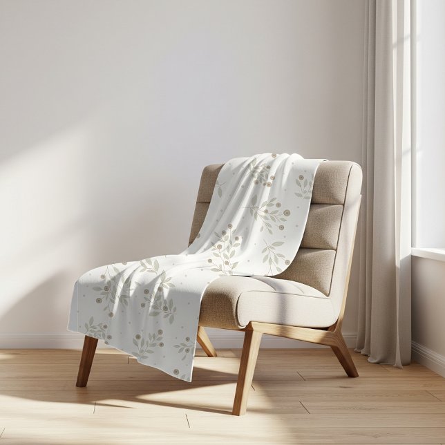 Boho Chic Botanical Leaves and Berries Pattern  Sherpa Blanket (Creator Uploaded)