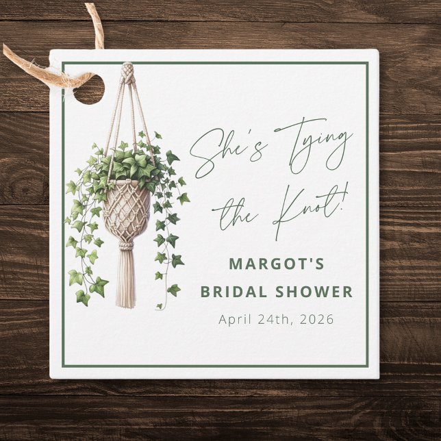Boho Chic Botanical "Tie the Knot" Bridal Shower Favor Tags (Creator Uploaded)