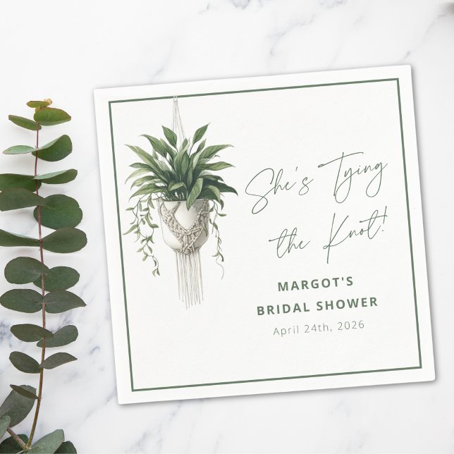 Boho Chic Botanical "Tie the Knot" Bridal Shower Napkins (Creator Uploaded)