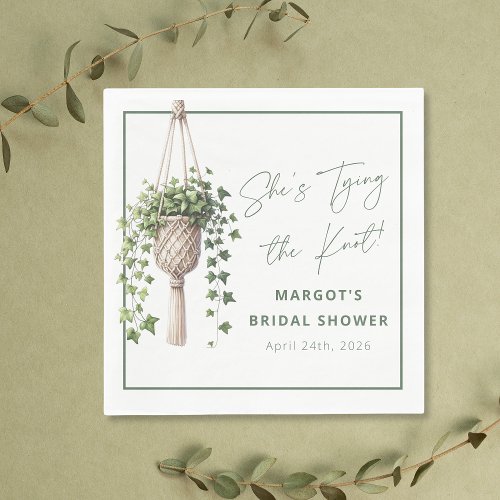 Boho Chic Botanical Tie the Knot Bridal Shower Napkins