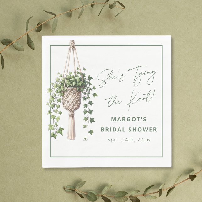 Boho Chic Botanical "Tie the Knot" Bridal Shower Napkins (Creator Uploaded)