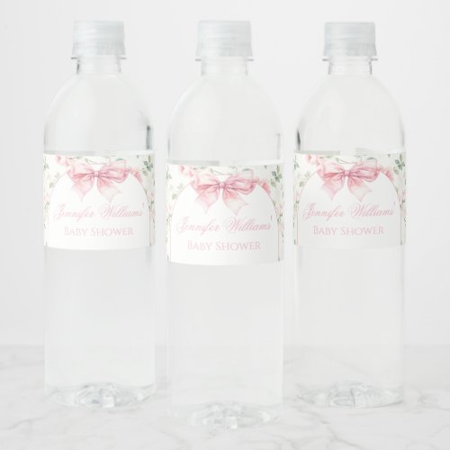 Boho chic bow baby girl shower water bottle labels