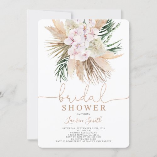 Boho chic bridal shower invitation