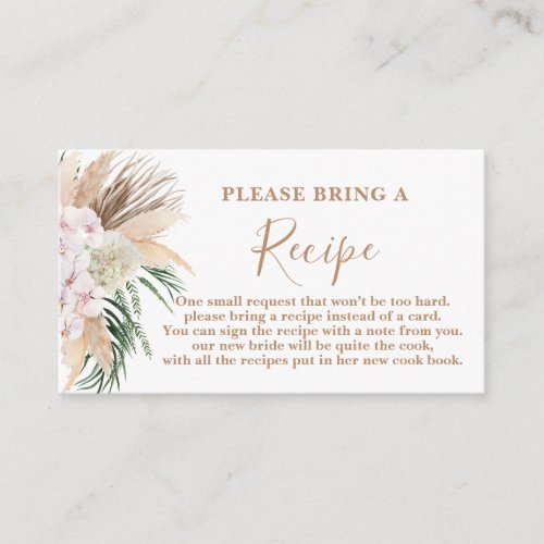 Boho Chic Bridal Shower Recipe Card Request